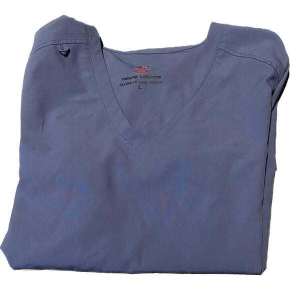 Natural Uniforms Scrub Top Large Blue Modern Fit Cool Stretch Nurse Medical Vet - Picture 1 of 7